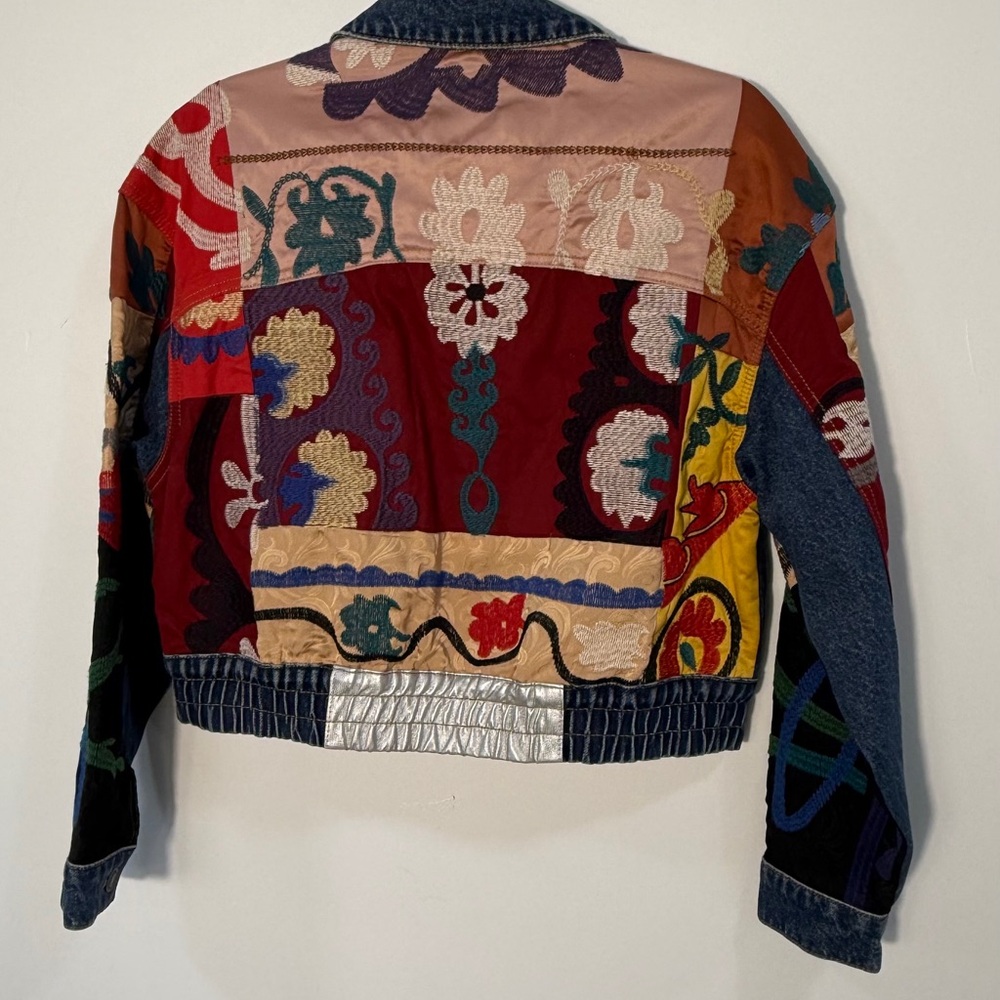 Desigual $269 Multicolor Embroidered Jean Jacket multi pattern high end market - Picture 7 of 11
